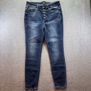 Judy Blue Jeans Womens 15/32 Blue Skinny Fit High Rise Stretch Button Fly Denim